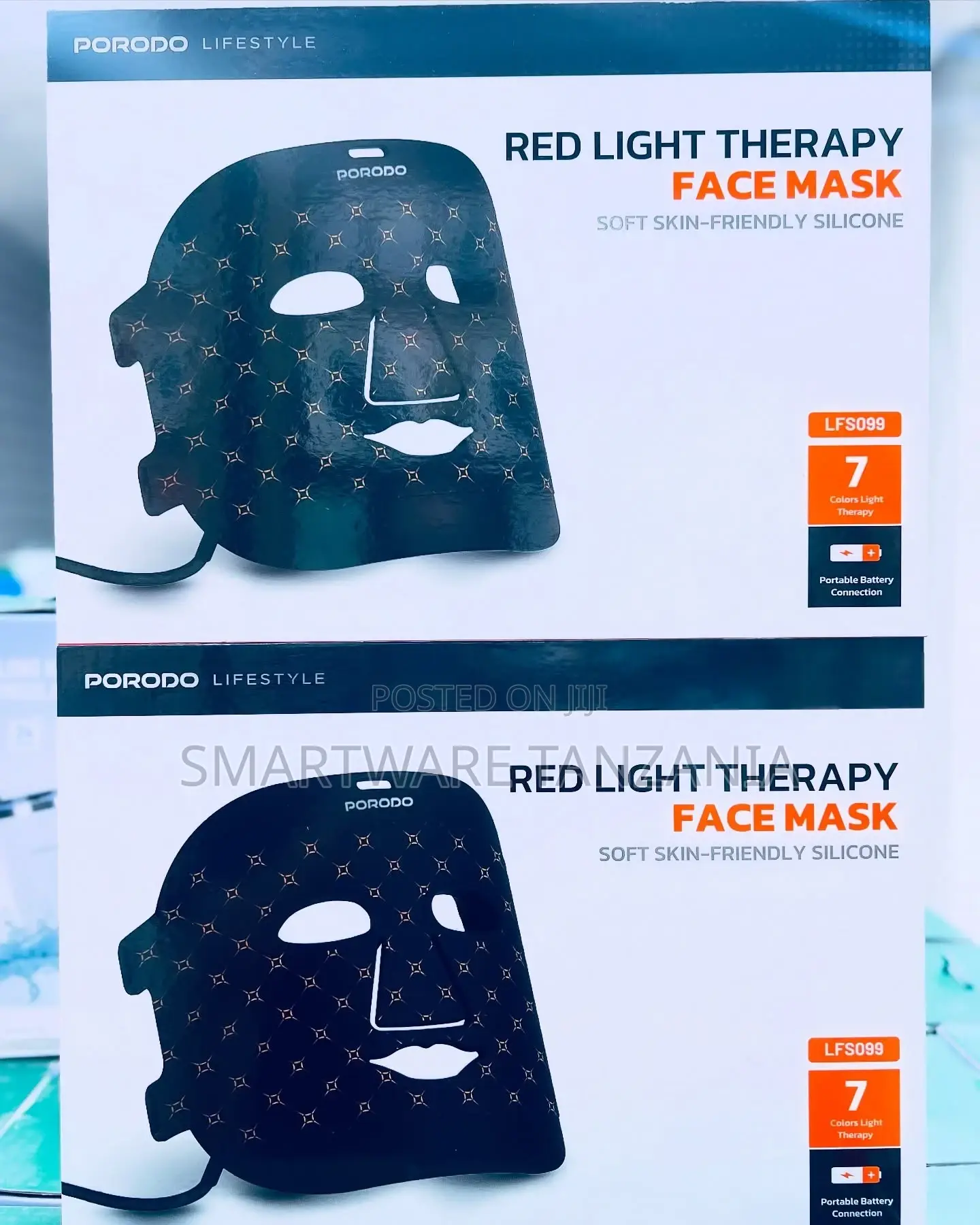 Porodo Red Light Therapy Face Mask With Battery Connection