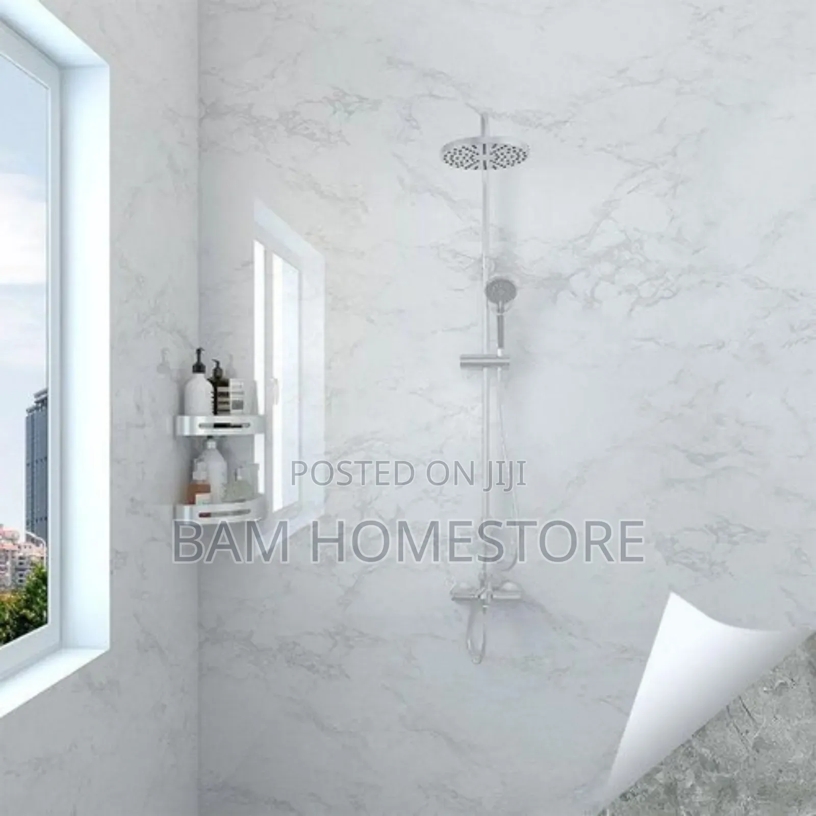 Washroom Self Adhesive Marble Stickers/Wallpaper (10m*60cm)