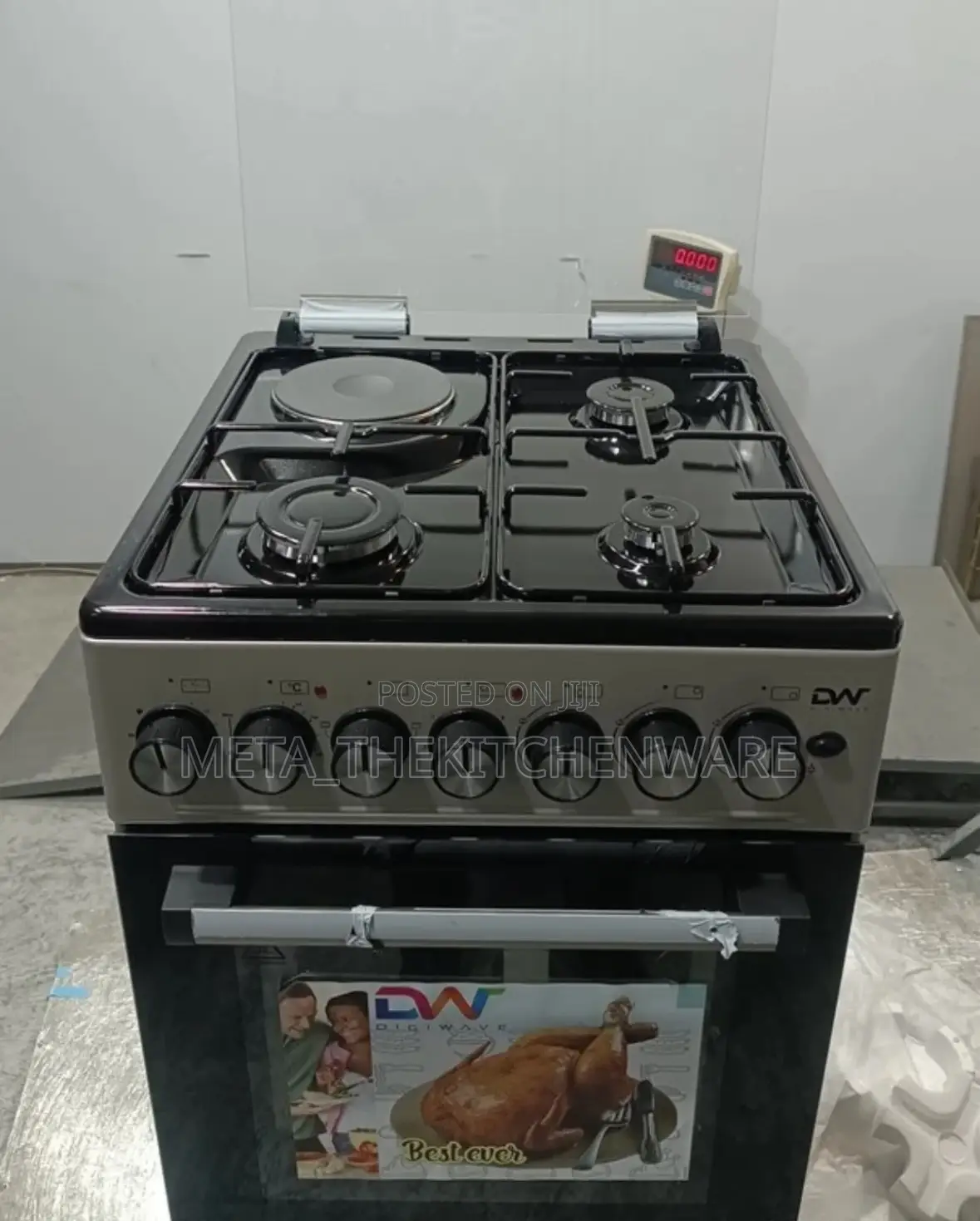 Digiwave Cooker 3 Gas 1 Electric Hob + Electric Oven 60x60cm