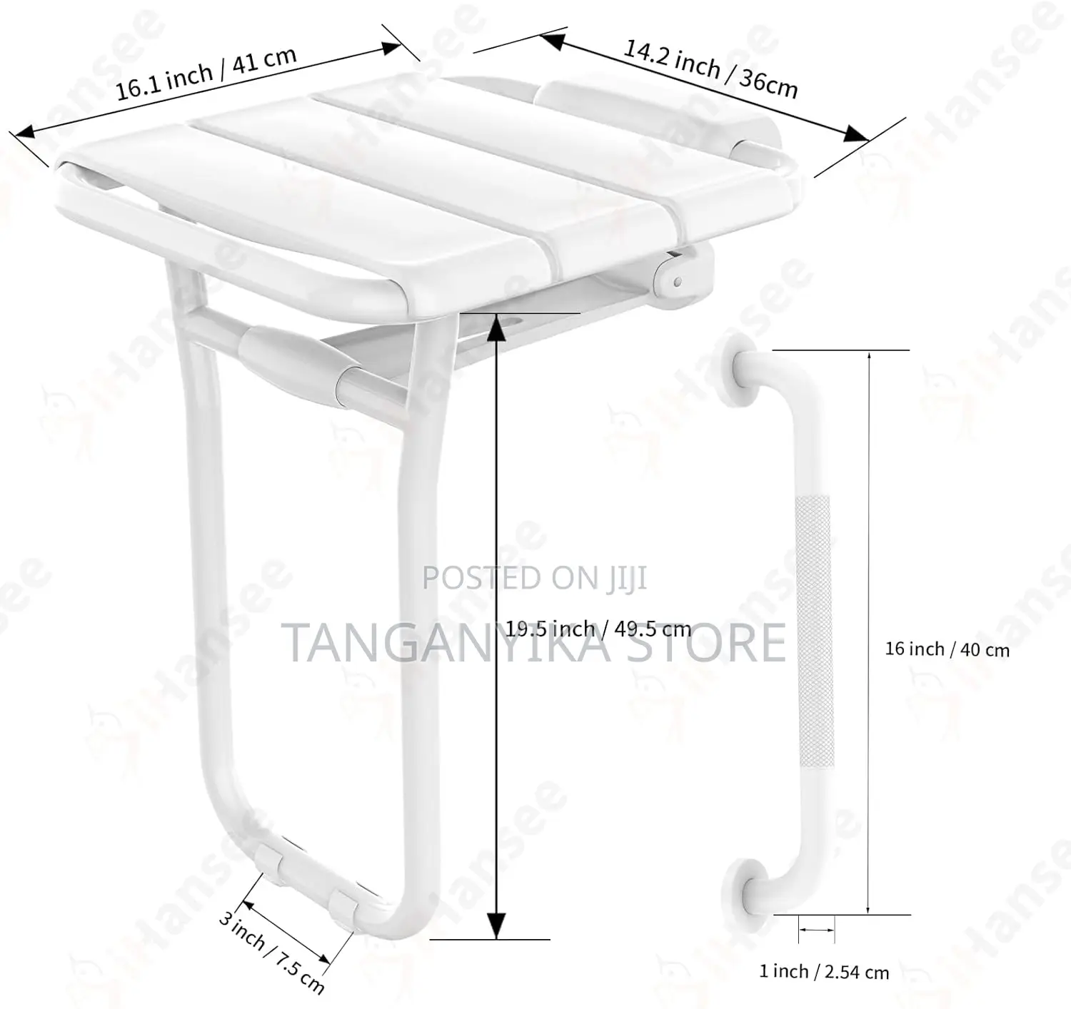 Folwall-Mounted Folding Shower Chair – Stainless Steel
