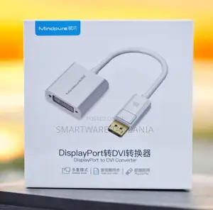 Display Port Male Dp To Dvi-i Adapter, Dp To Dvi, White