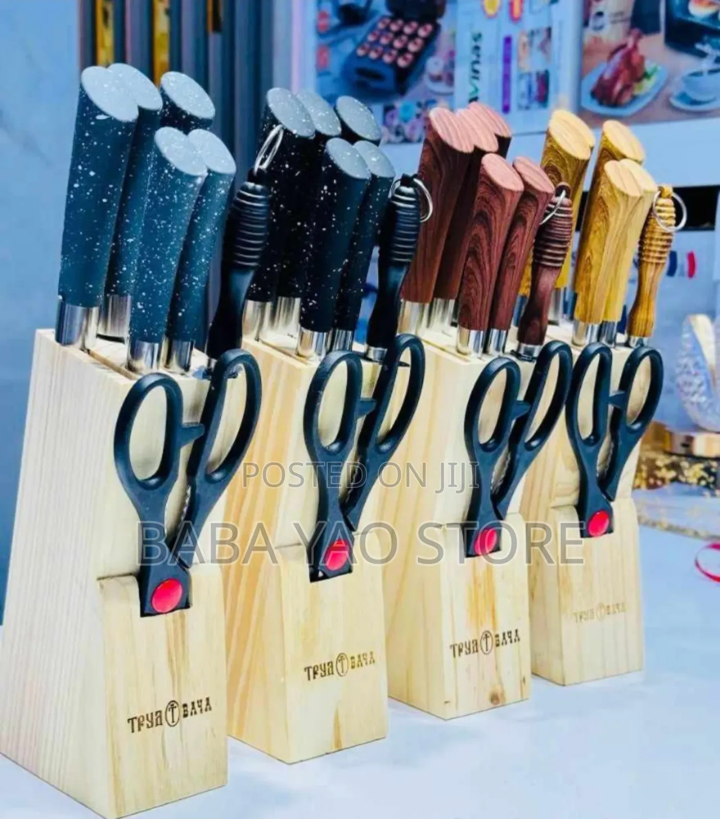 6pcs Household Kitchen Knife Set Scissor With Knife Holder.