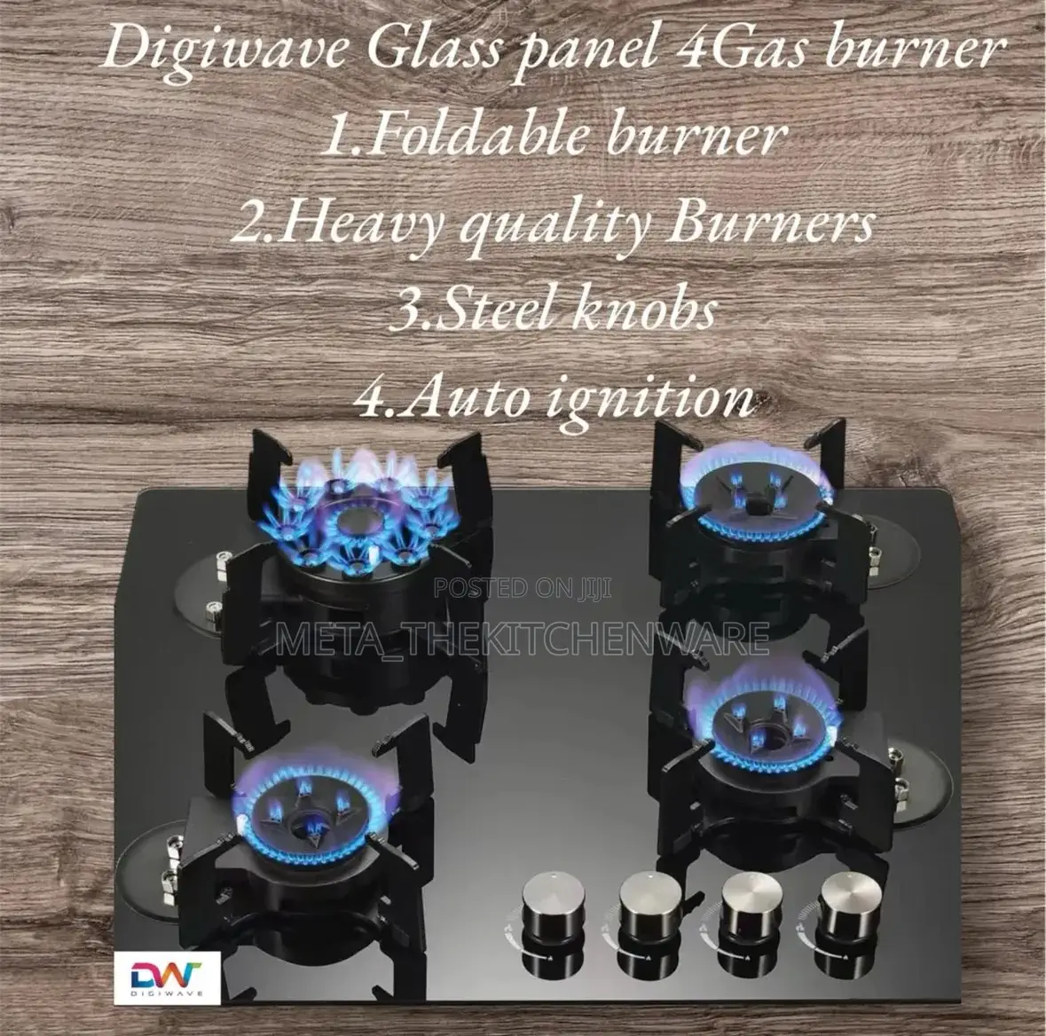 Digiwave Gas Cooker Foldable 4 Burner 60x60cm