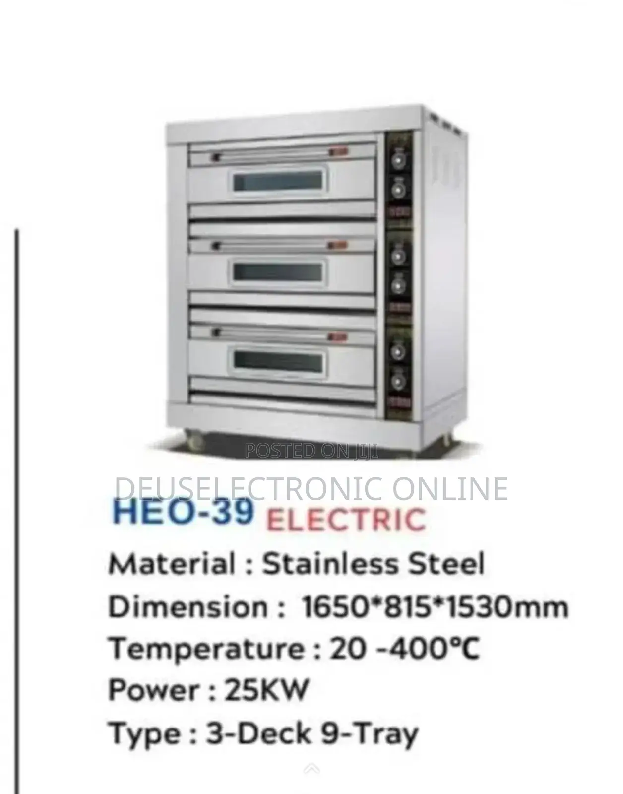 Electric Oven 3 Deck 9 Tray