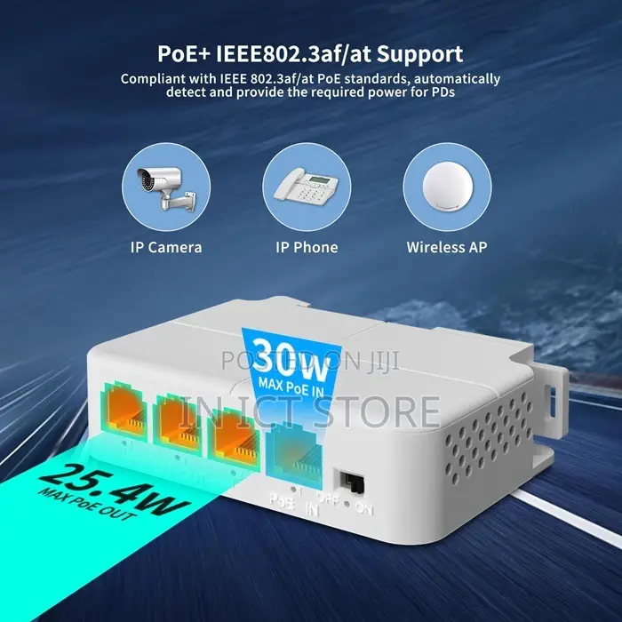 Share: Velvu 3 Port Giga Poe Extender At13g-C