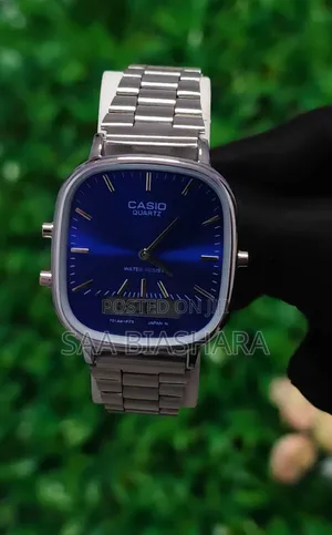 Casio Quartz Analog and Digital Aq230 Silver and Blue