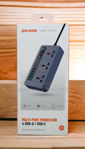 Porodo 3 Ac 4 Usb-a Usb-c Pd 20w Multi-port Super Hub 2m