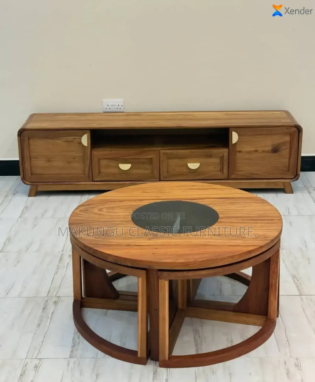 Tv Showcase Na Coffee Table Mbao Ngumu