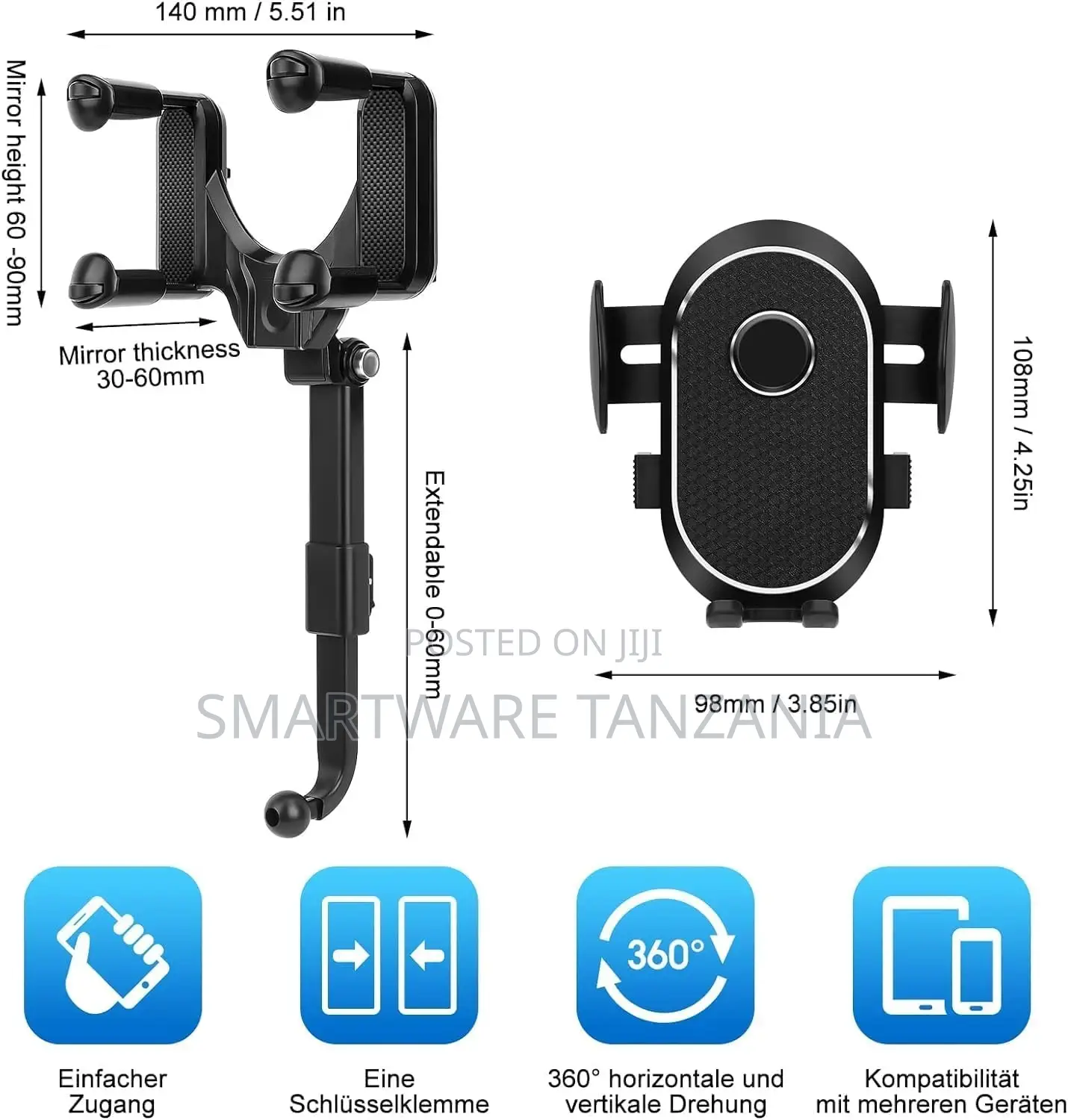 Retractable, Anti-Shake Stabilizer Car Rear Mirror Bracket