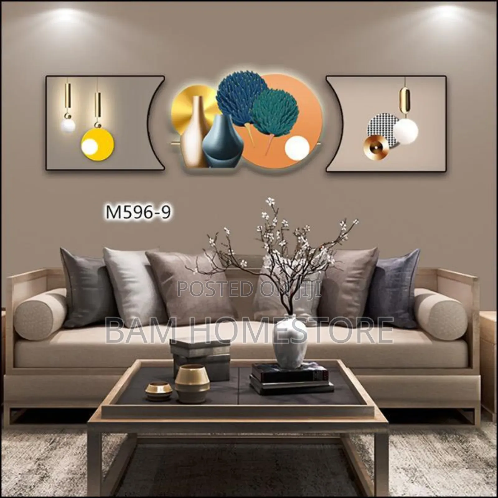 Triptych Wall Decor+Clock
