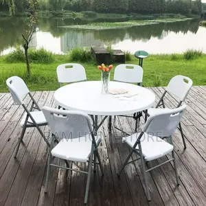 Round Foldable Table (120cm)+ 6 Chairs