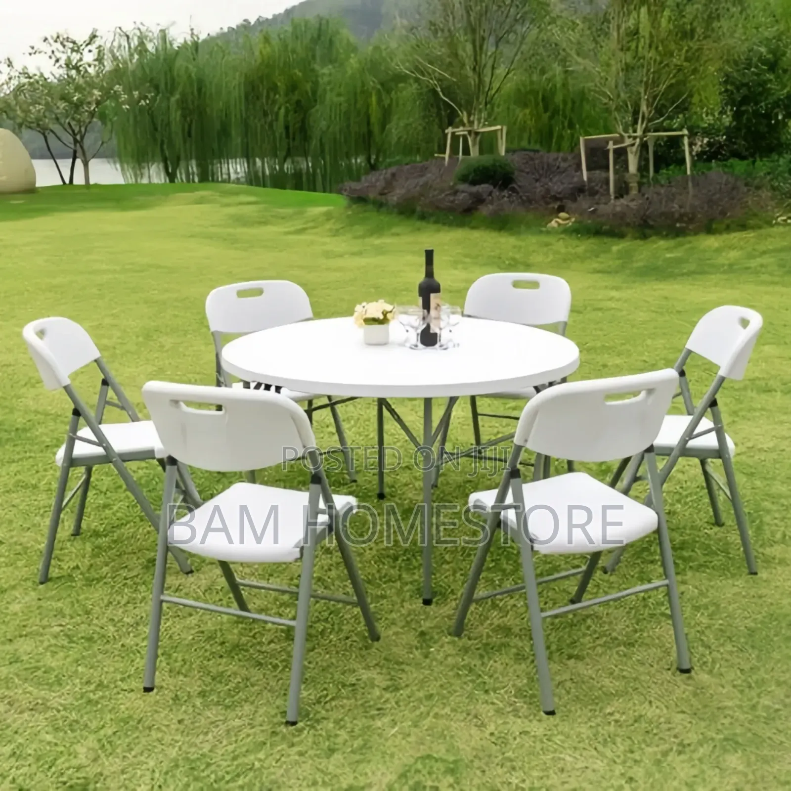Round Foldable Table (120cm)+ 6 Chairs