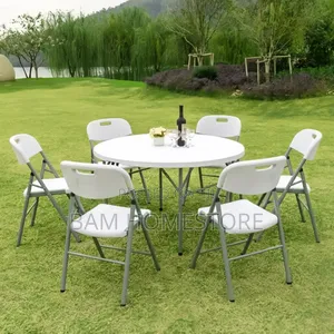 Round Foldable Table (120cm)+ 6 Chairs