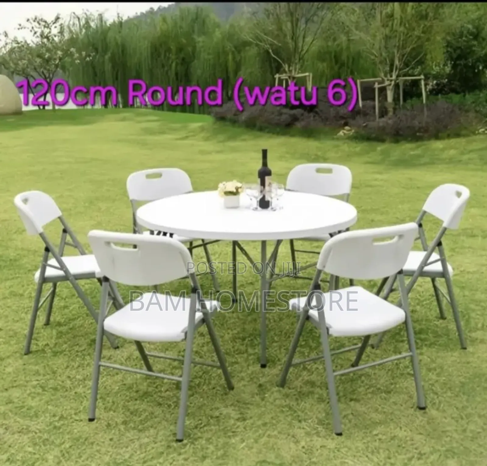 Round Foldable Table (120cm)+ 6 Chairs