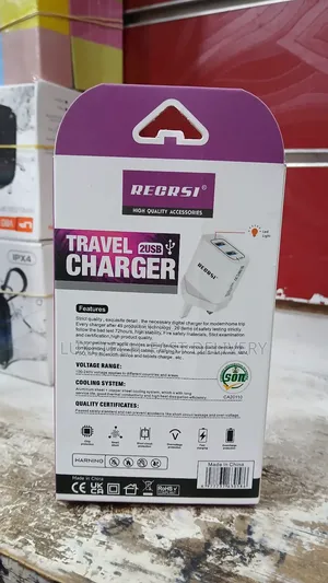 Recrsi Travel Charger 2 Usb Ports for Charging Devices
