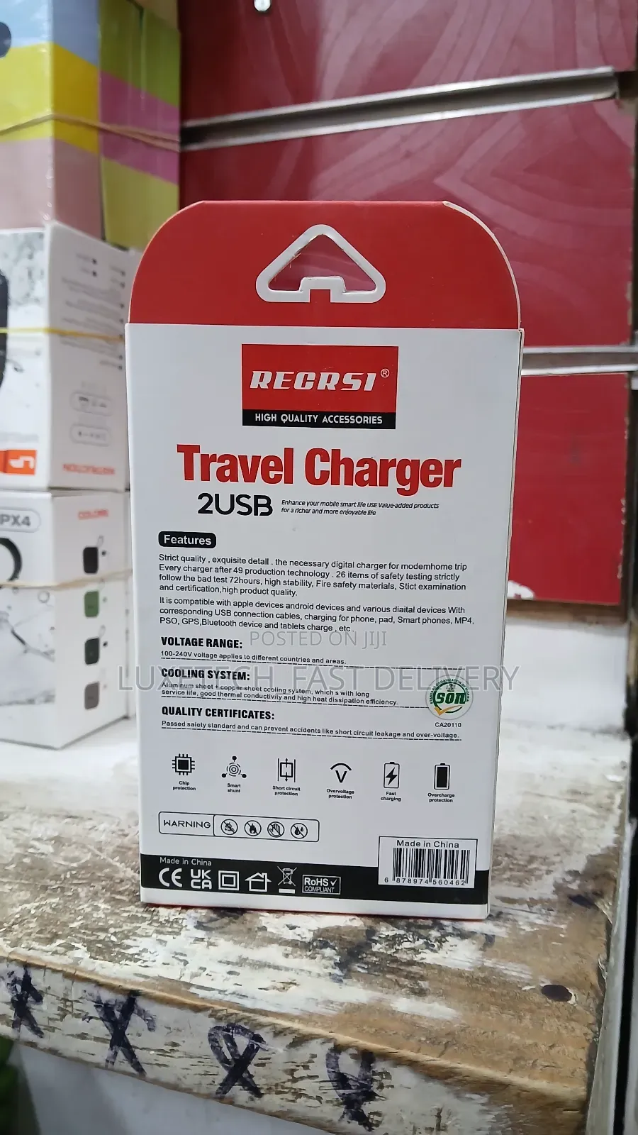Recrsi Travel Charger With Dual Usb Ports for Charging