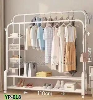 Cloth Drying Stand | Multipurpose Dual Rod + Wheels - White