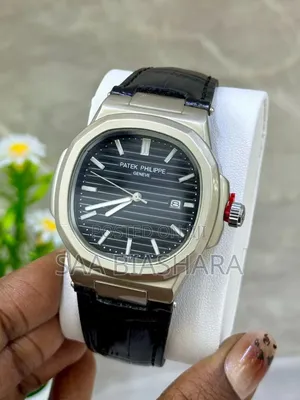 Patek Phillipe Nautilus Leather Black and Silver