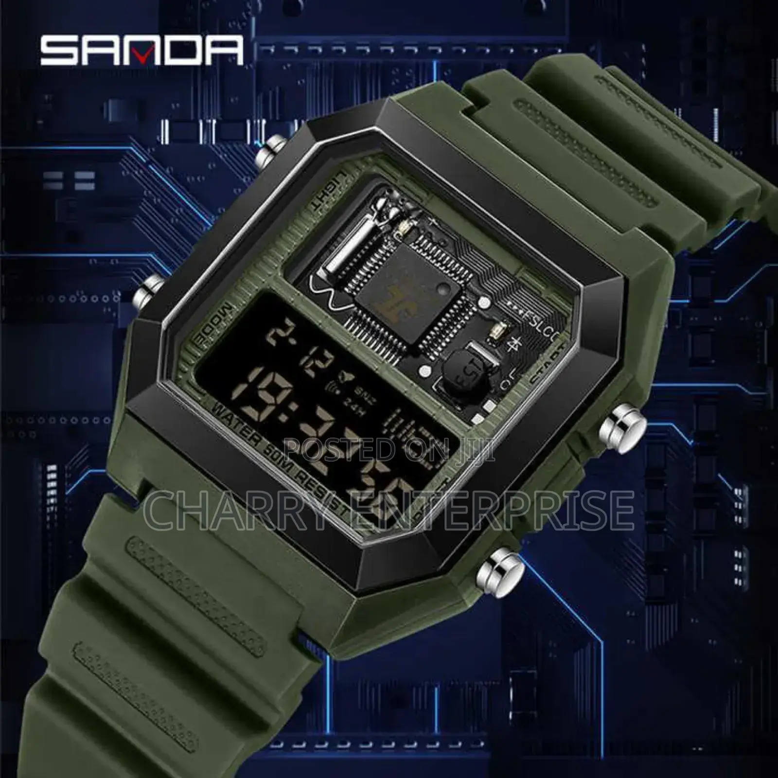 Sanda Watches Date Waterproof Display Week Light