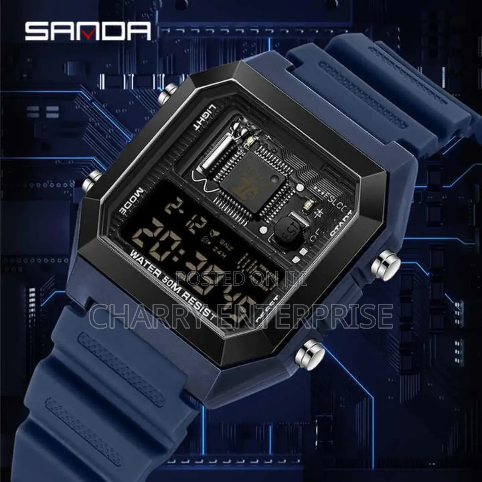 Sanda Watches Date Waterproof Display Week Light