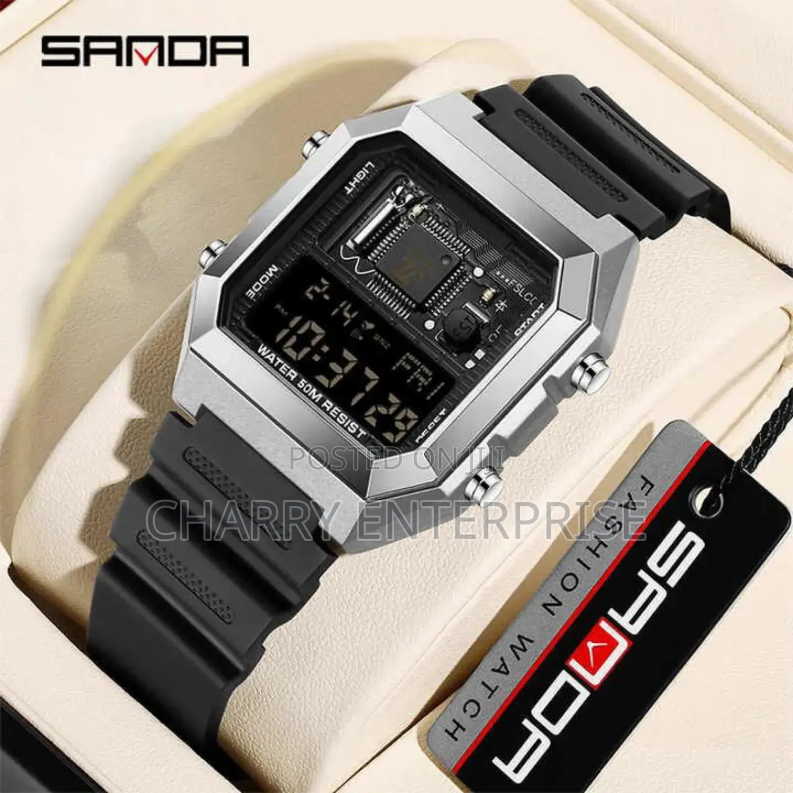 Sanda Watches Date Waterproof Display Week Light