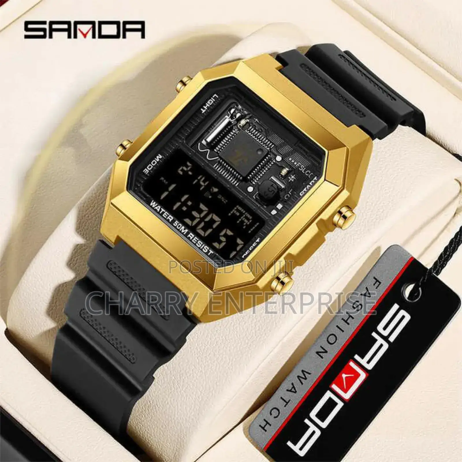 Sanda Watches Date Waterproof Display Week Light