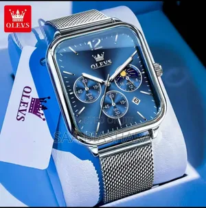 Olevs 9914 Cassis Square Water Proof Silver and Blue