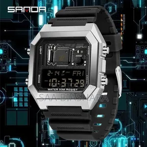 Sanda 6216 Mens Digital Watch Black and Silver