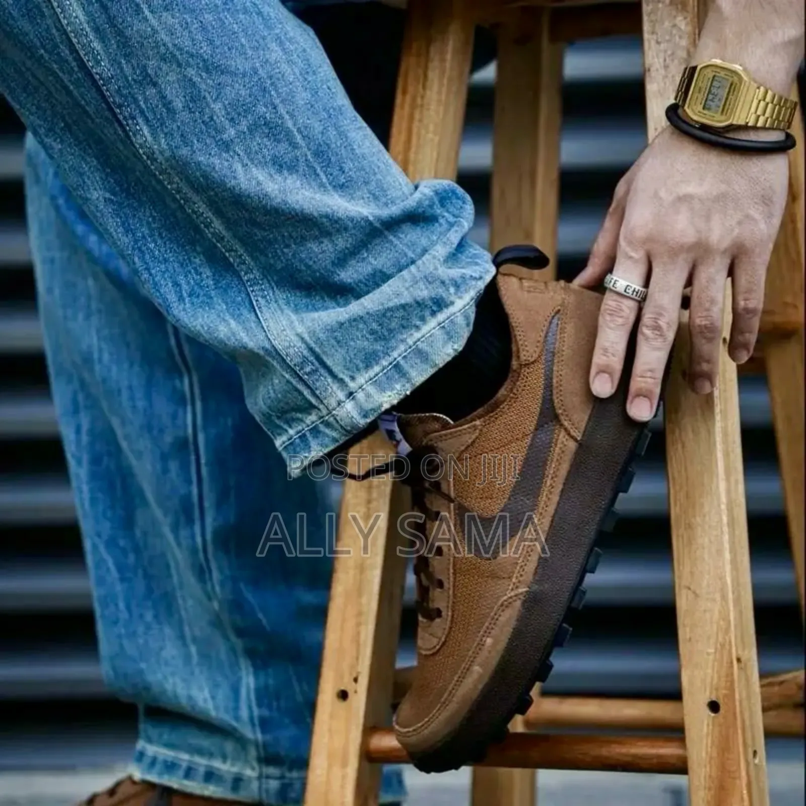 Men's Sneakers Nike Coffee Material Canvas and Leather