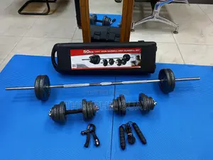 50kg Barbell and Dumbbell Set (Free Jumping Rope Handgrip)