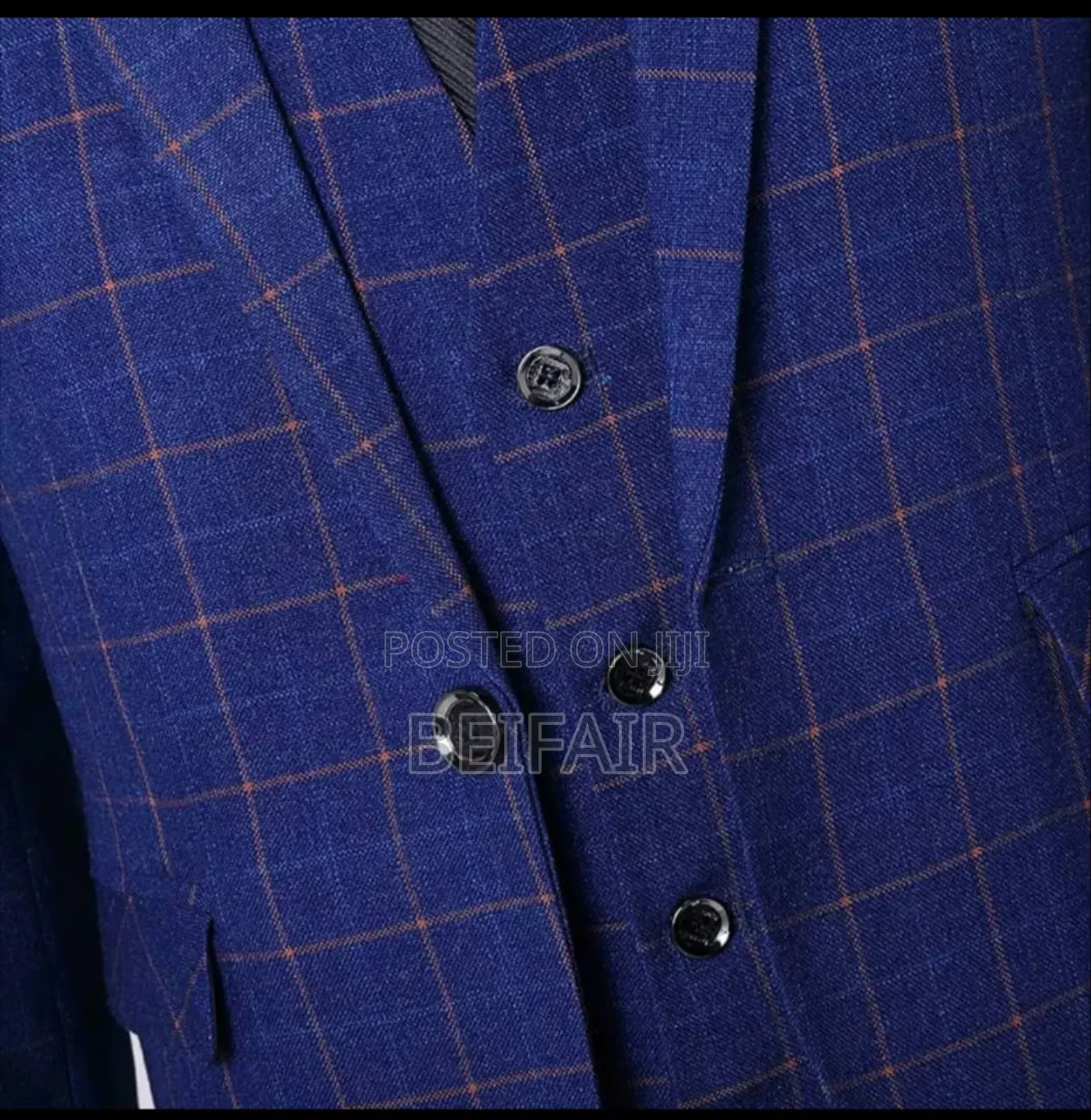 Blue Suit Brown Stripes Suit