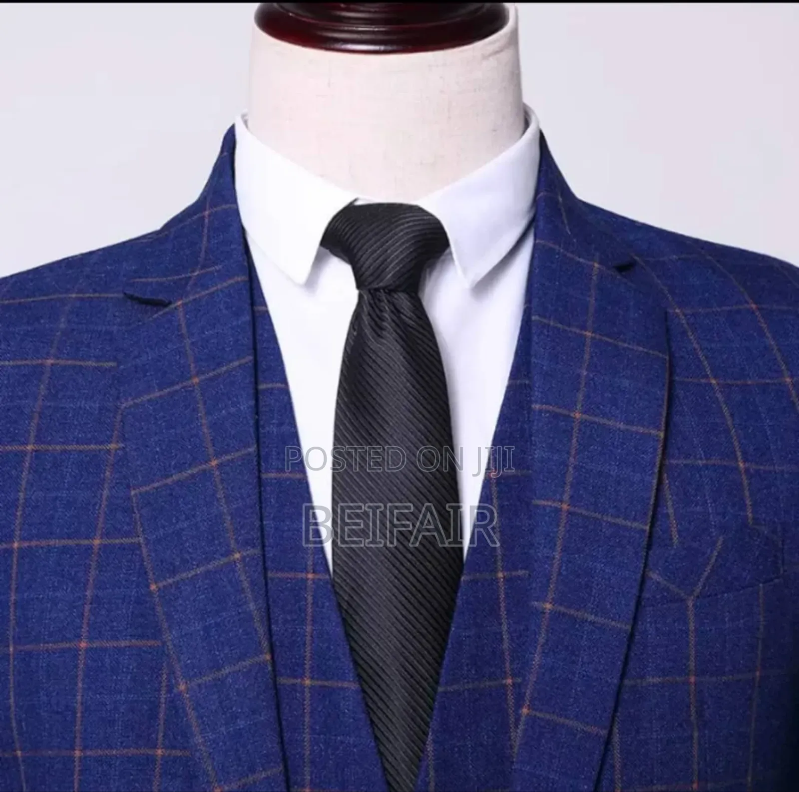 Blue Suit Brown Stripes Suit