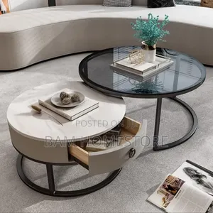 Classic Round Coffee Table 2 in 1 With Storage Drawer