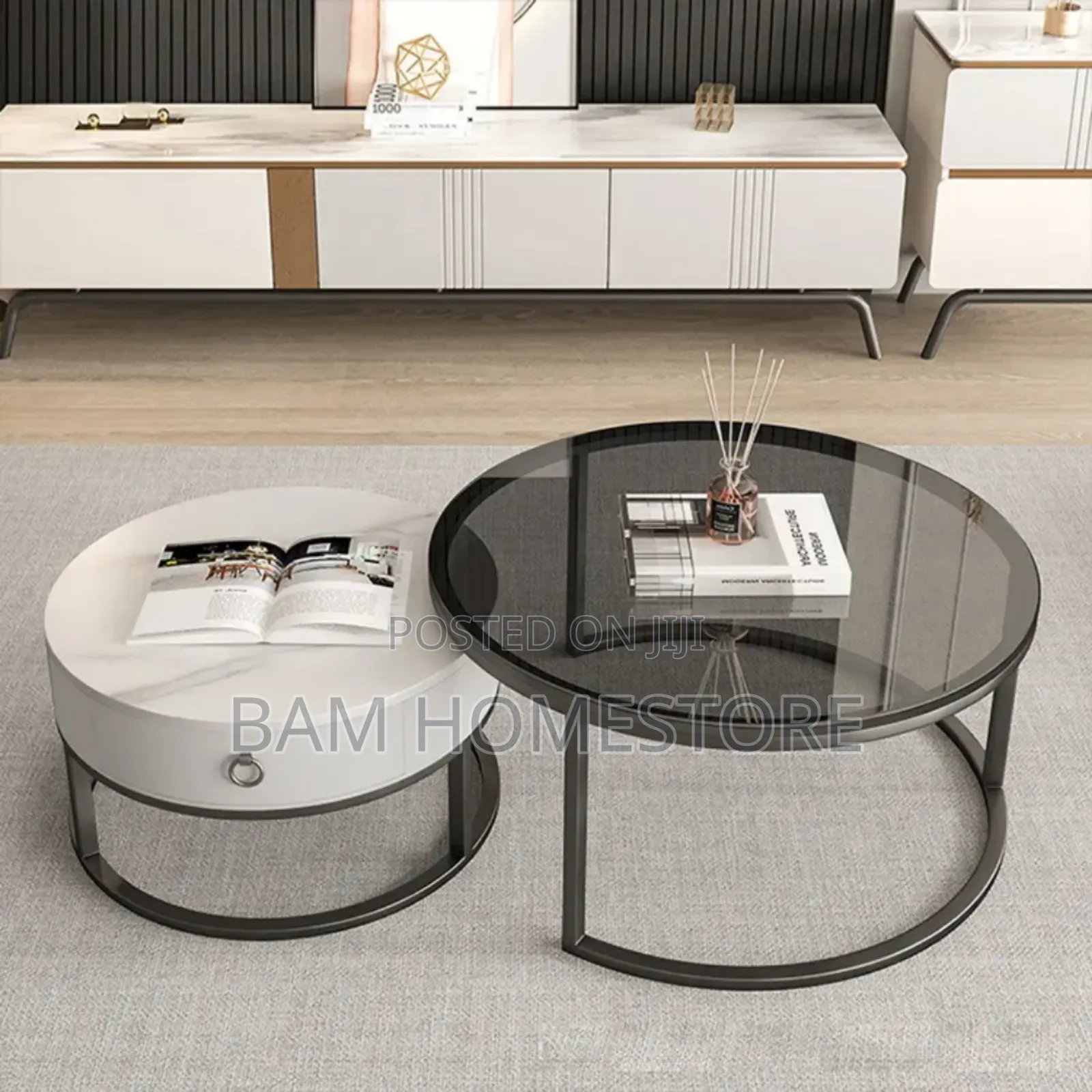 Classic Round Coffee Table 2 in 1 With Storage Drawer