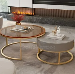 Classic Coffee Table 2 in 1(Golden Transparent+Marble)
