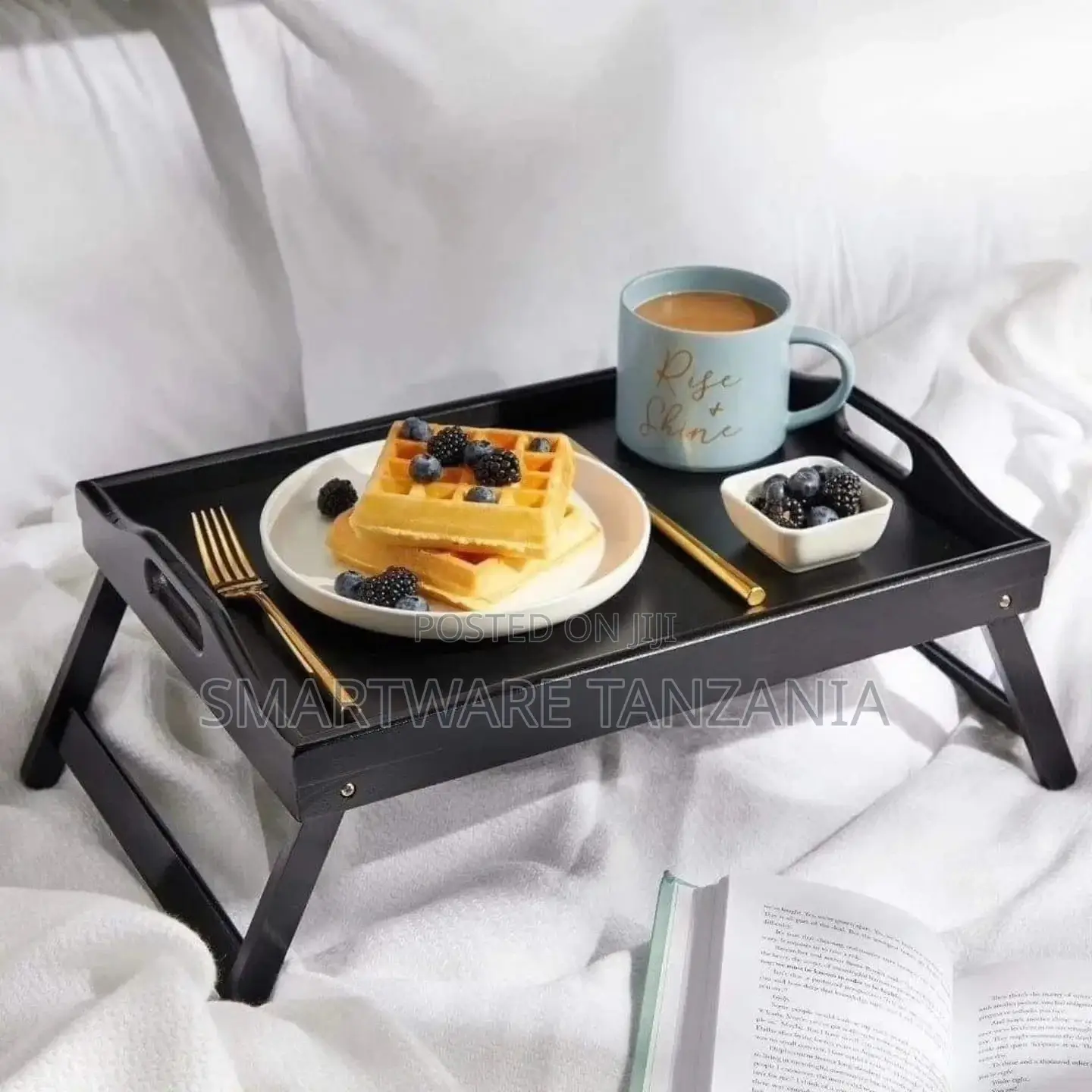 Breakfast Tray Serving Tray for Sofa, Bed, Eating, Black