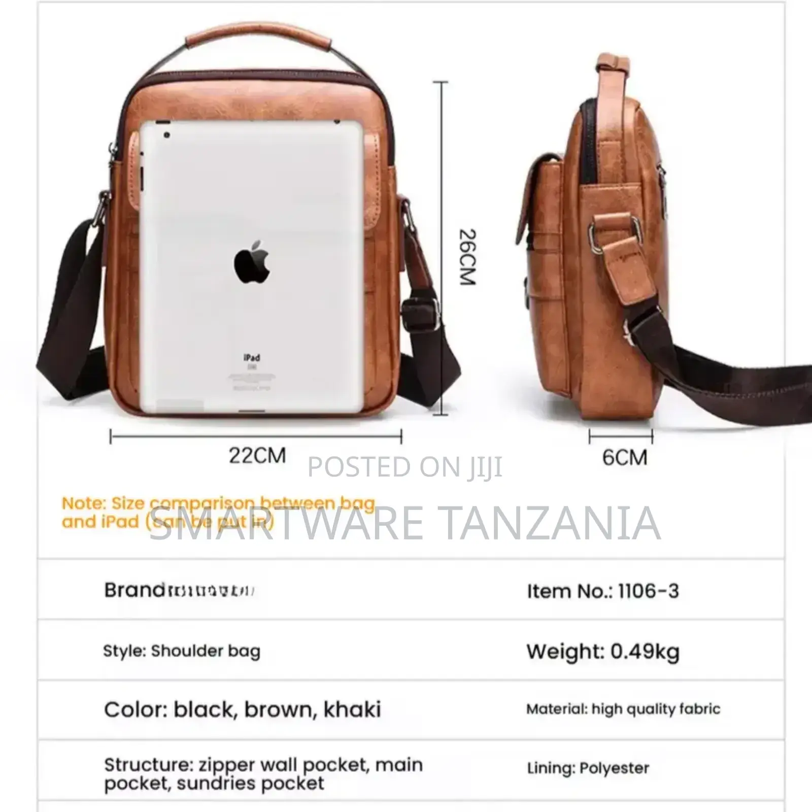 Classic Shoulder Bag For Men Pu Leather Large Business Bag