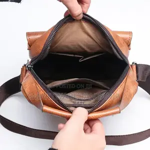 Men Pu Leather Crossbody Messenger Bag Business Shoulder Bag