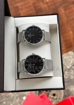 Daniel Wellington Couple Watches Mkeka Silver and Black