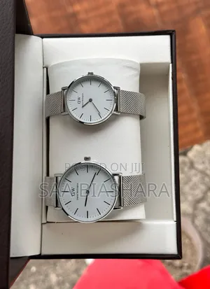 Daniel Wellington Couple Watch Mkeka Silver and White