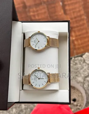 Daniel Wellington Couple Watches Mkeka Gold and White
