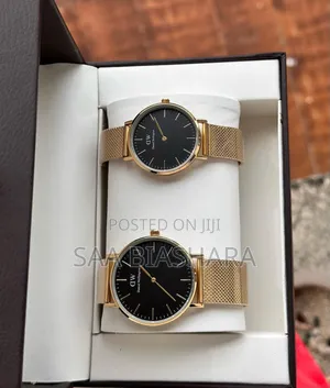 Daniel Wellington Couple Watches Mkeka Gold Na Black