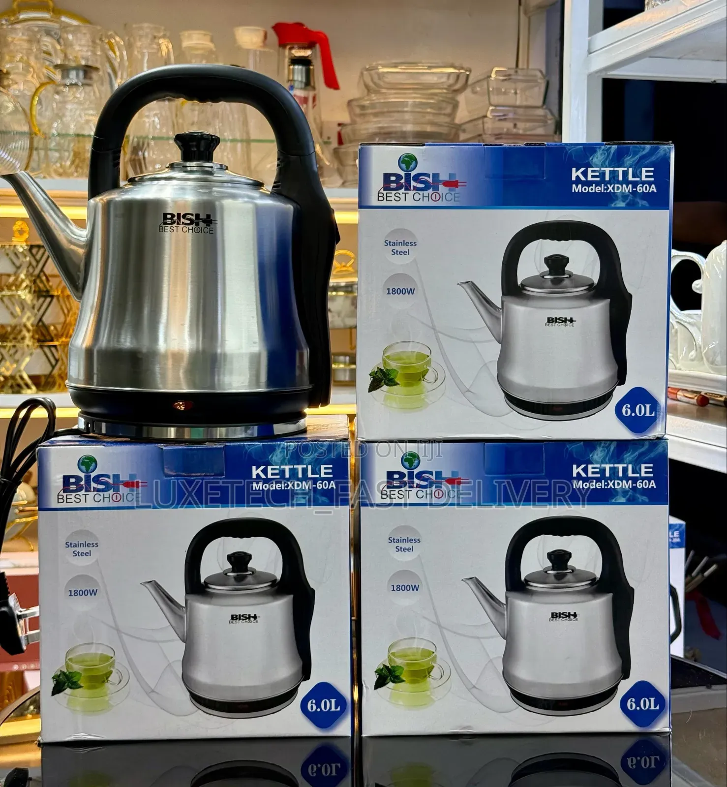 Bish Electric Kettle 6l for Boiling Water, Tea, Coffee, Milk