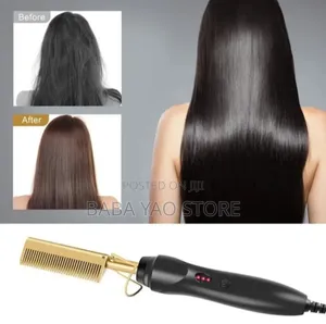 High-Heat Ceramic Comb Hairstraightner Electric Hot Comb
