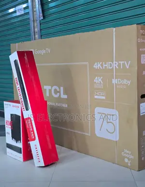 TCL Inch 75 Google Tv and Aiwa Soundbar 450w Wireless