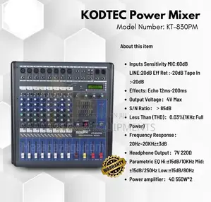 Kodtec Power Mixer 8ch Model Kt-830pm