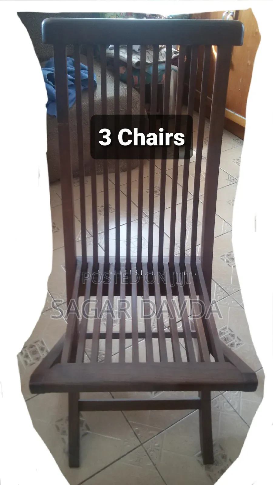 Wooden Mninga Foldable Chairs - 3 PCS