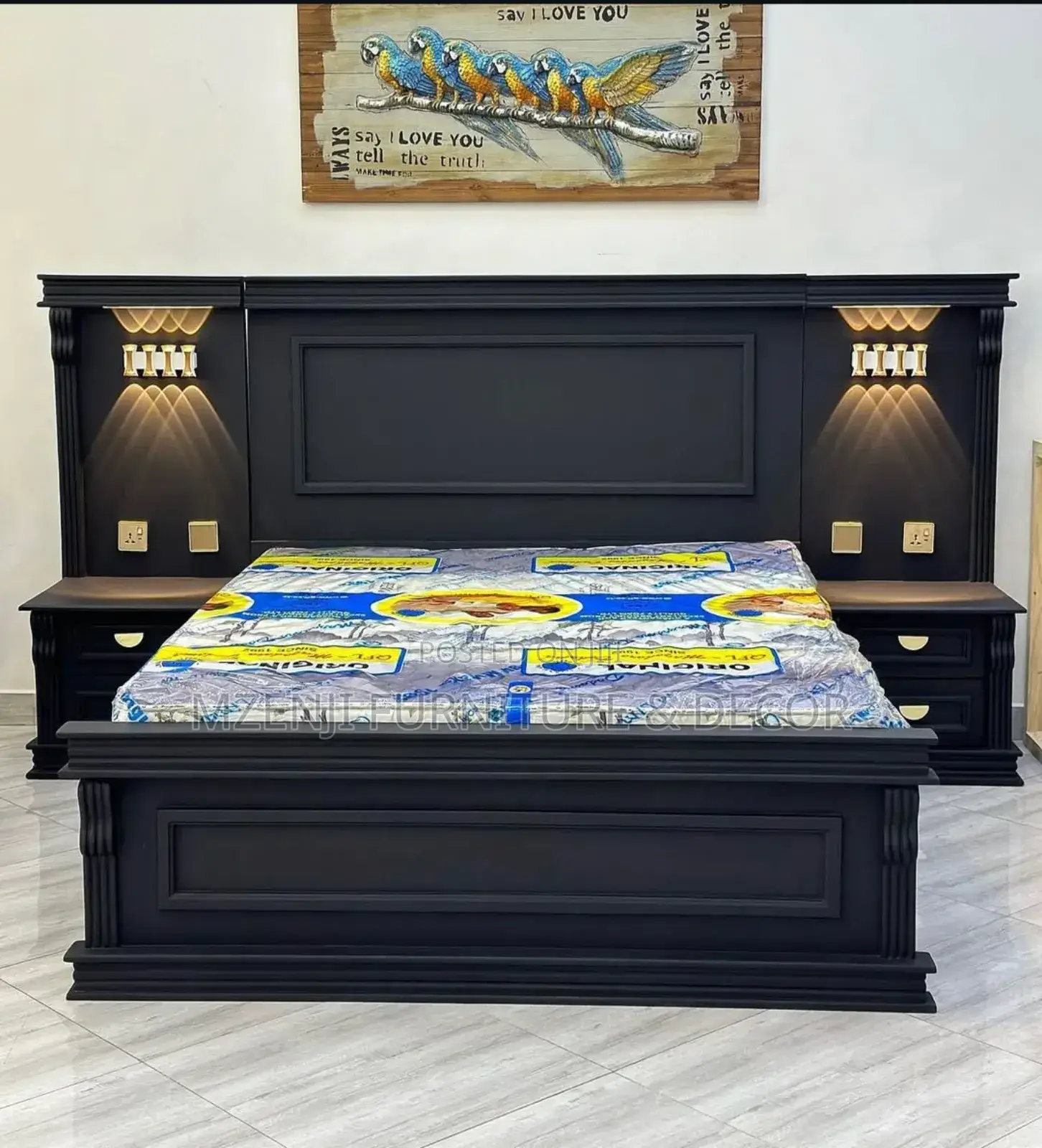 Woodbed Amapiano Style With Two Bedsides
