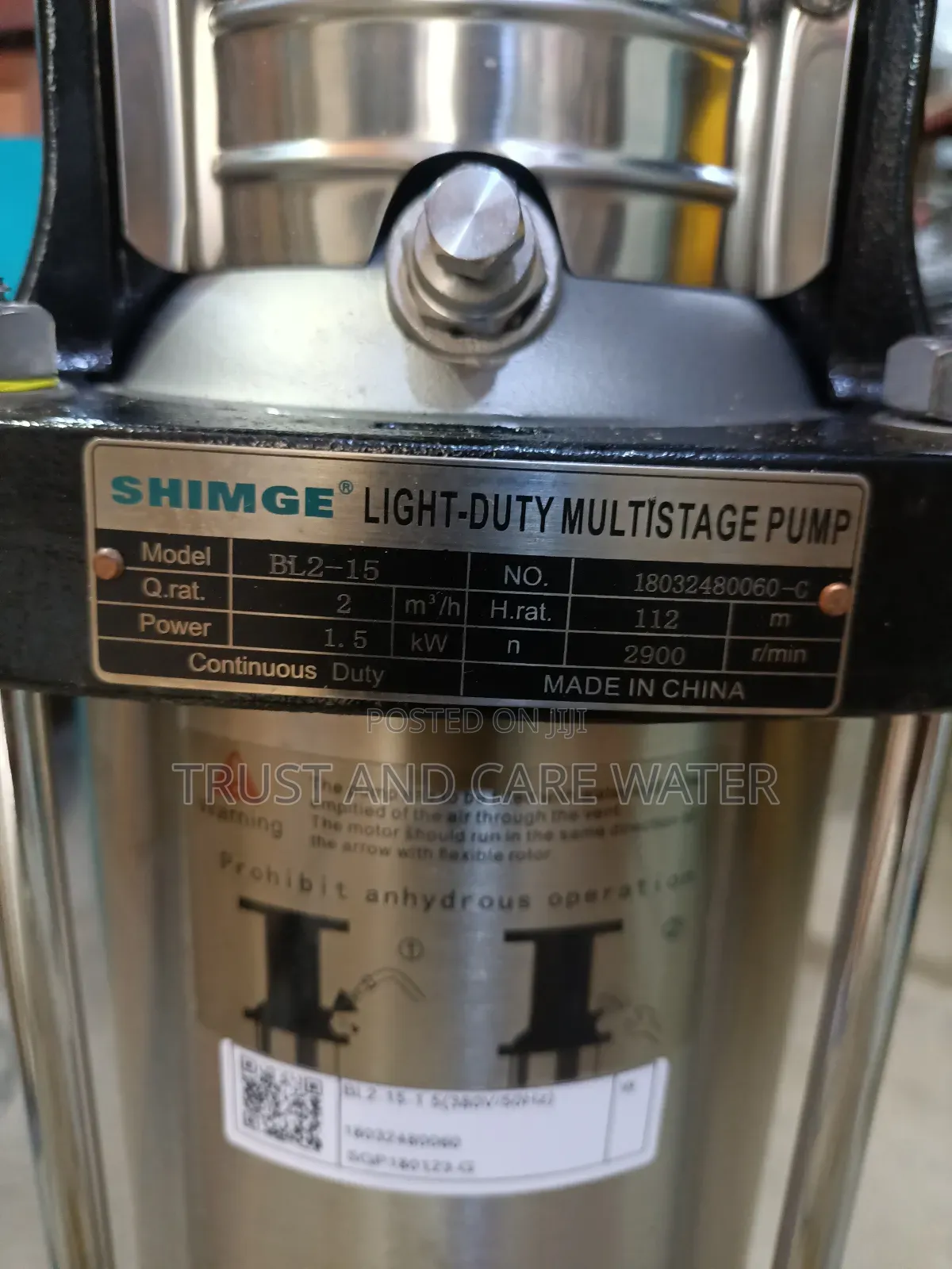 Shimge Multistage Pump 2hp Three Phase