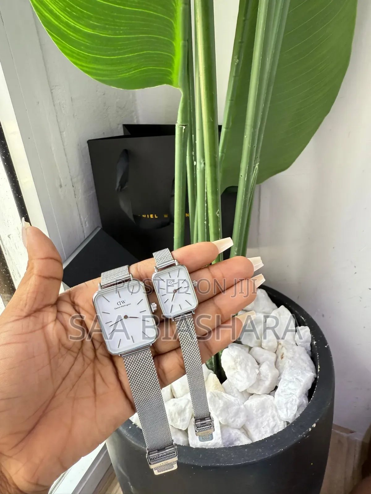 Daniel Wellington Quadro Couple Watch Silver and White Fbox